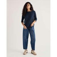Seasalt Cornwall Pure Cotton Slash Neck Top Navy