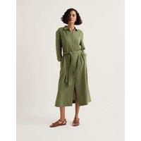 Seasalt Cornwall Pure Cotton Textured Midi Shirt Dress Green