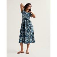 Seasalt Cornwall Cotton Rich Printed Midi T-Shirt Dress Medium Blue Mix