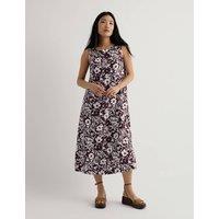 Seasalt Cornwall Pure Linen Floral Midi Dress Brown Mix