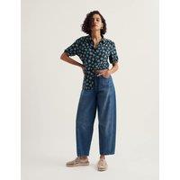 Seasalt Cornwall Cotton Rich Floral Collared Shirt Navy Mix
