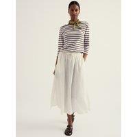 Seasalt Cornwall Pure Linen Side Split Midi A-Line Skirt White