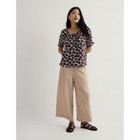 Seasalt Cornwall Cotton Rich Floral Tie Detail Top Brown Mix