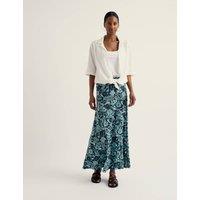 Seasalt Cornwall Cotton Rich Floral Midaxi A-Line Skirt Blue Mix