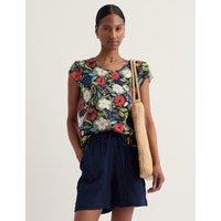 Seasalt Cornwall Pure Cotton Voile Floral Notch Neck Top Multi