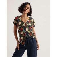 Seasalt Cornwall Pure Cotton Floral Button Through Top Multi