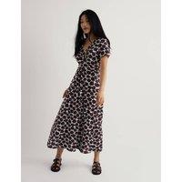 Seasalt Cornwall Pure Cotton Jersey Floral Midi Dress Brown Mix