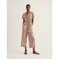 Seasalt Cornwall Pure Linen Floral Cropped Jumpsuit Multi