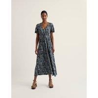 Seasalt Cornwall Pure Cotton Jersey Printed Midi Tea Dress Dark Navy Mix