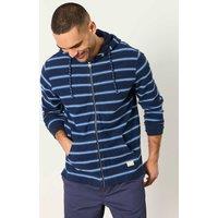 FatFace Pure Cotton Textured Stripe Zip Up Hoodie Navy Mix