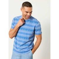 FatFace Pure Cotton Graphic Stripe T-Shirt Blue Mix