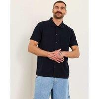 FatFace Regular Fit Cotton Rich Short Sleeve Shirt Navy