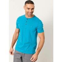FatFace Pure Cotton Henley T-Shirt Turquoise