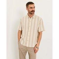 FatFace Linen Cotton Blend Striped Shirt Natural Mix