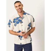FatFace Relaxed Fit Linen Rich Floral Shirt Natural Mix