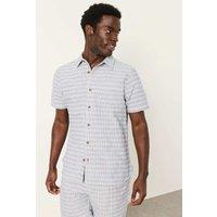 FatFace Regular Fit Striped Short Sleeve Shirt Blue Mix