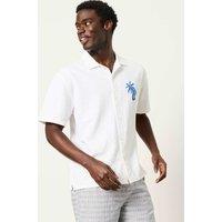 FatFace Pure Cotton Embroidered Palm Tree Shirt White Mix
