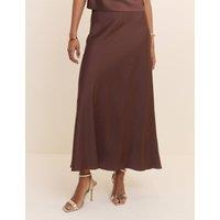 Nobody's Child Satin Midi Slip Skirt Brown