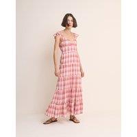 Nobody's Child Pure Cotton Checked V-Neck Maxi Dress QT Red Mix