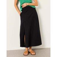 FatFace Cotton Blend Midi A-Line Skirt Black