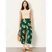 FatFace Floral Wide Leg Cropped Trousers Green Mix