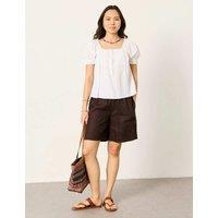 FatFace Cotton Blend Textured Blouse with Linen White