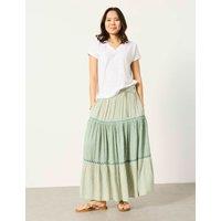 FatFace Printed Maxi Tiered Skirt Green Mix