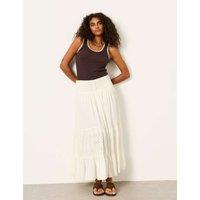 FatFace Pure Cotton Embroidered Maxi Tiered Skirt Ivory