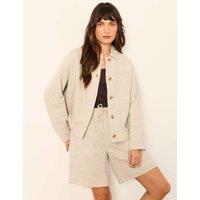 FatFace Pure Linen Lightweight Collared Jacket Stone
