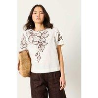 FatFace Cotton Blend Embroidered Blouse Ivory Mix