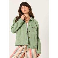 FatFace Cotton Rich Denim Collared Jacket Green