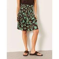 FatFace Floral Shirred Mini Tiered Skirt Brown Mix