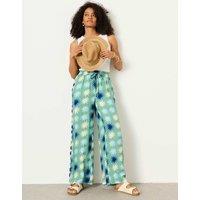 FatFace Wide Leg Trousers Green Mix