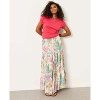 FatFace Floral Maxi Tiered Skirt Ivory Mix