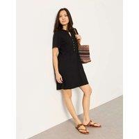 FatFace Maggie Jersey Notch Neck Mini Shift Dress Black