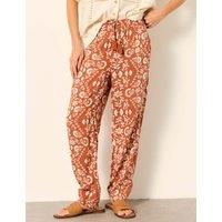 FatFace Floral Drawstring Pull On Trousers Brown Mix
