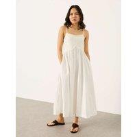 FatFace Hazel Cotton Blend Embroidered Midi Dress Ivory