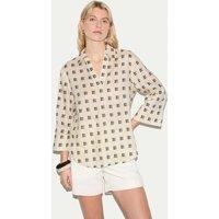Jigsaw Pure Linen Geometric Checked Tunic Cream Mix