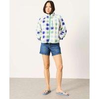 FatFace Printed Zip-Through Fleece Sweatshirt Ivory Mix