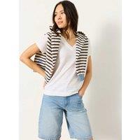FatFace Pure Linen V-Neck T-Shirt White