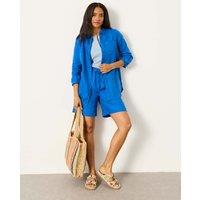 FatFace Pure Linen Collared Shirt Cobalt