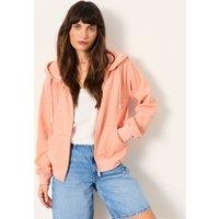 FatFace Pure Cotton Textured Zip Up Hoodie Coral