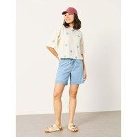 FatFace Pure Cotton Denim Shorts Light Blue