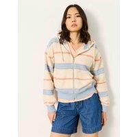 FatFace Pure Cotton Textured Striped Zip Up Hoodie Multi