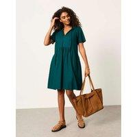 FatFace Linen Rich Midi Smock Dress Teal