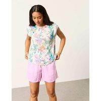 FatFace Pure Linen Tropical Floral Top Multi