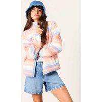 FatFace Striped Fleece High Neck Sweatshirt Natural Mix