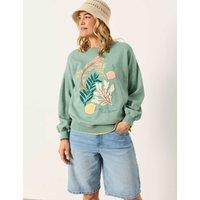 FatFace Pure Cotton Printed Sweatshirt Green Mix