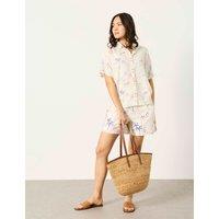 FatFace Linen Rich Postcard Print Collared Shirt Ivory Mix