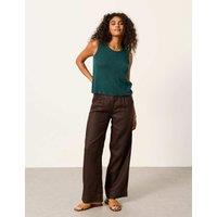 FatFace Knitted Tank Top with Linen Teal